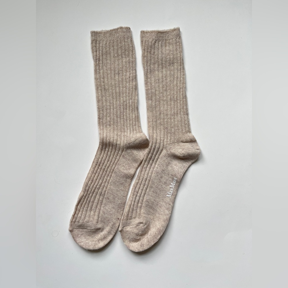 MaxMara Beige Ribbed cashmere and wool Socks